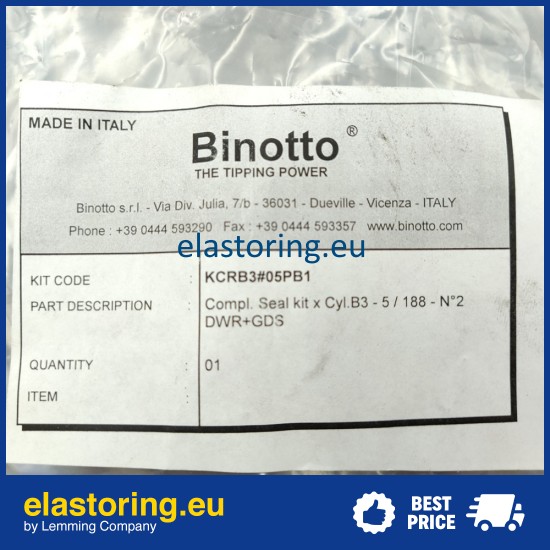 Seal kit MF/MFC B3 165/5 Binotto KCRB3#05PB1 Seal kit MF/MFC B3 165/5 Binotto KCRB3#05PB1